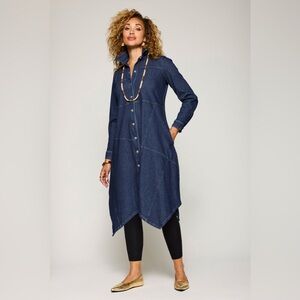 Lisa Bayne Dream Knit Denim Shirtdress Size Large